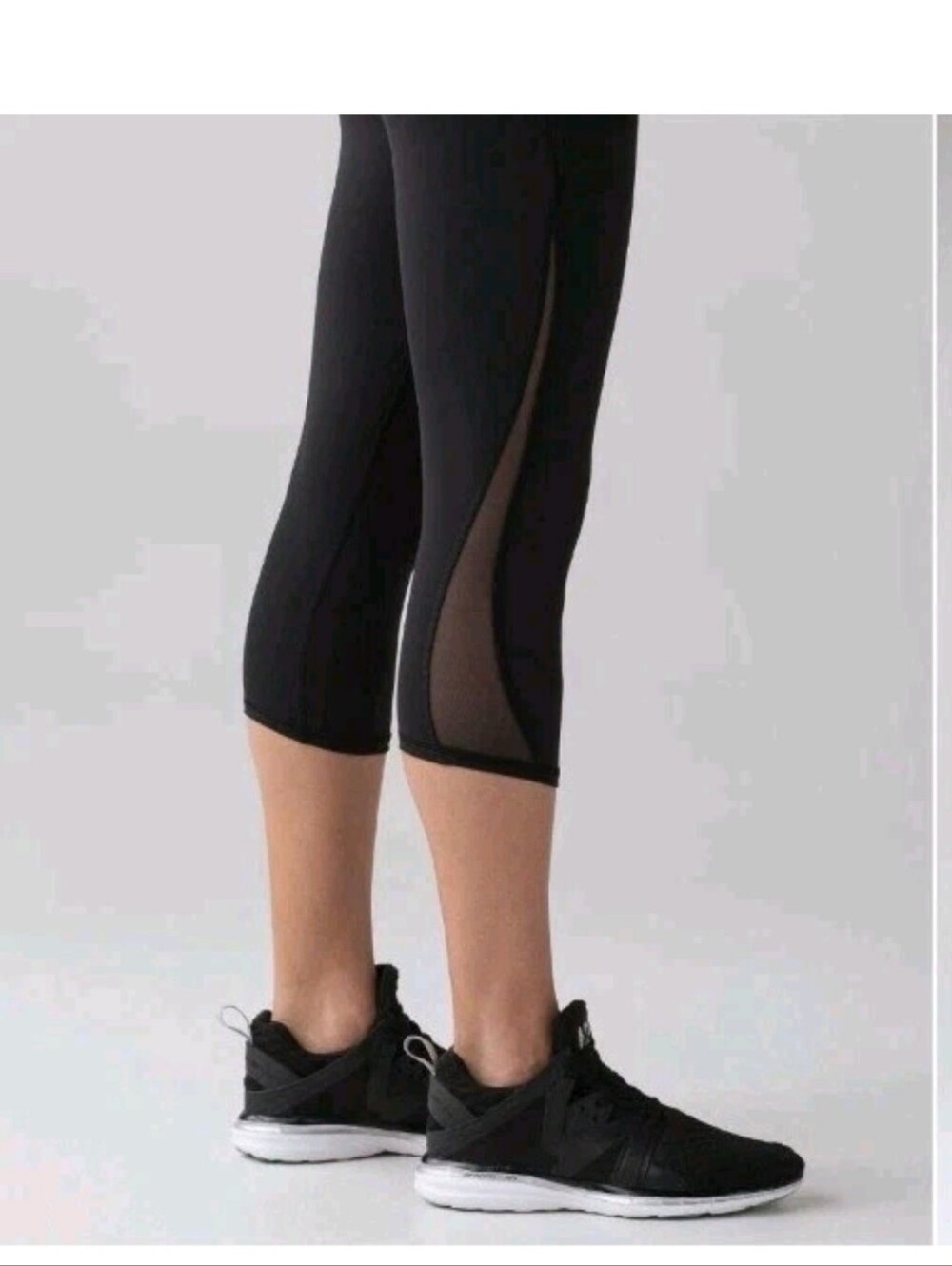 Lululemon Train Times Crop Tight Black Mesh Side Sz 6